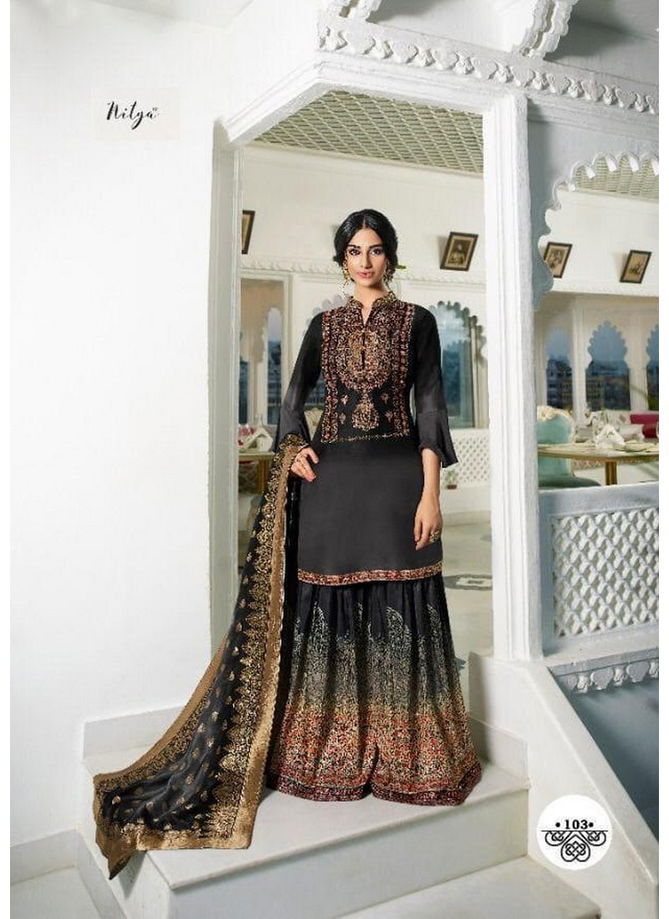 LT Arunima Exclusive Heavy Silk Digital Print With Handwork Designer Wedding Wear Palzzo Suit Collection 